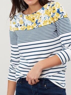 Joules Size US 16 Harbour Print Jersey Tunic Breton Stripe w/Flowe